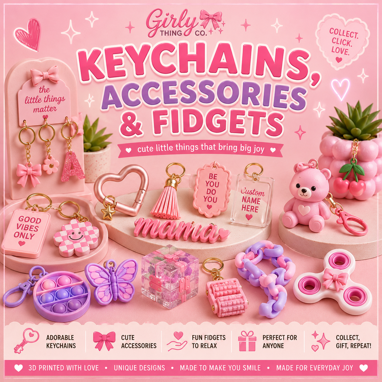 Keychains, Accessories & Fidgets