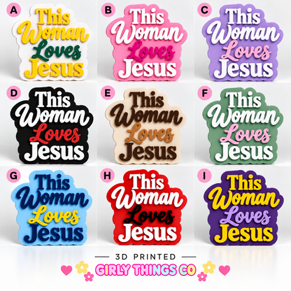 This Woman Loves Jesus 3D Printed Fridge Magnet | Christian Gift
